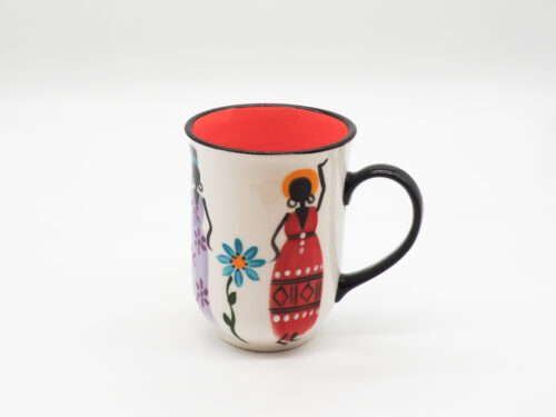 Kaffeebecher "African Ladies", gerade Form in rot