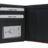 Geldbörse aus Nappaleder, schwarz mit Streifen in dunkelrot (10 x 12 x 1,5 cm) – Bild 2