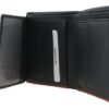 Geldbörse aus Nappaleder, schwarz mit Streifen in dunkelrot (10 x 12 x 1,5 cm) – Bild 3