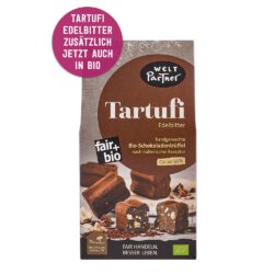 Tartufi Edelbitter, Cacao 60%, bio°, handgemachte Schokoladentrüffel, einzeln verpackt, 125g, vegan – zusätzlich jetzt auch in BIO – nach italienischer Rezeptur
