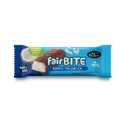 fairBITE Kokosriegel mit Vollmilch-Schokolade überzogen, bio°, 40g